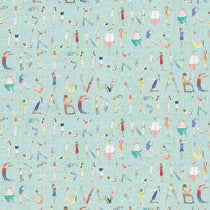 Alphabet People Mint Fabric by the Metre